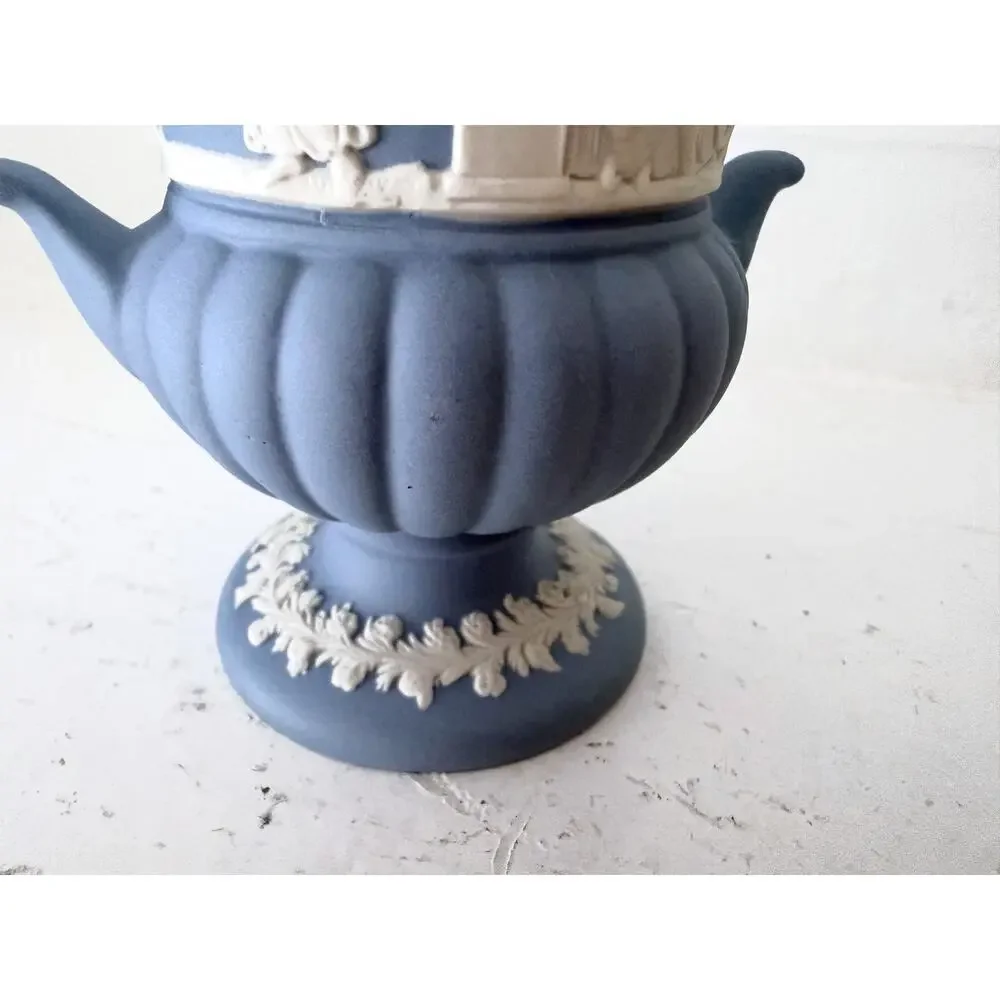 Wedgwood Portland Blue Jasperware Campana Urn Vase Classical Relief England